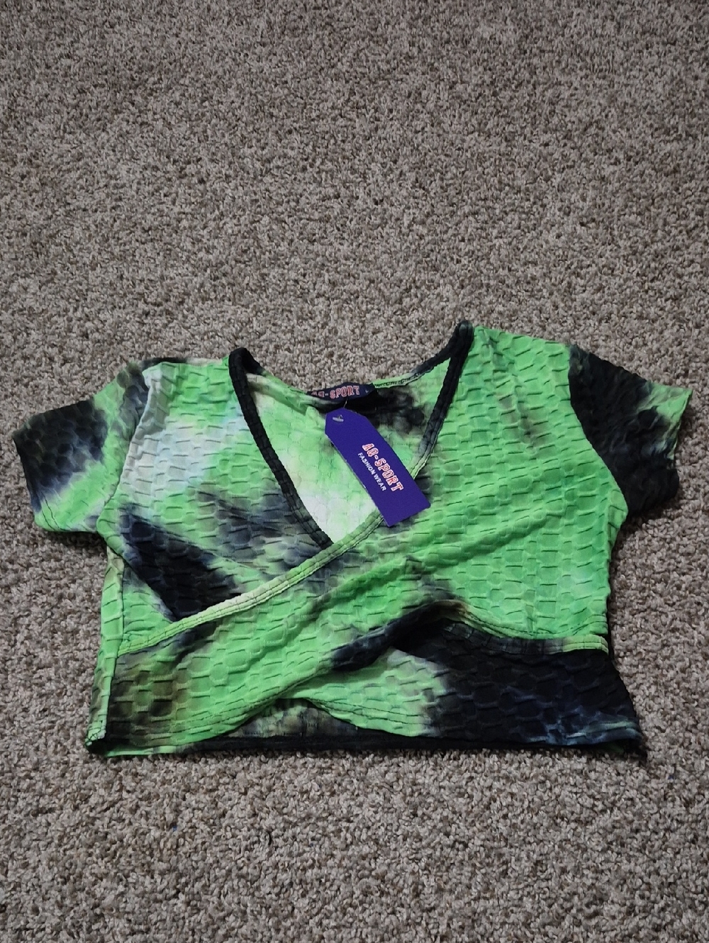 Neon Green Tie-Dye Crop Top